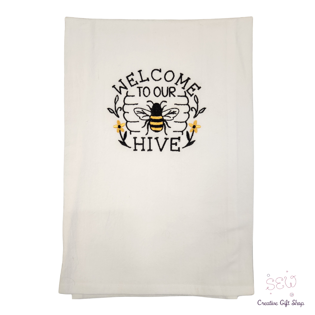 Welcome to our hive Embroidered Towel