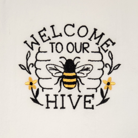Welcome to our hive Embroidered Towel