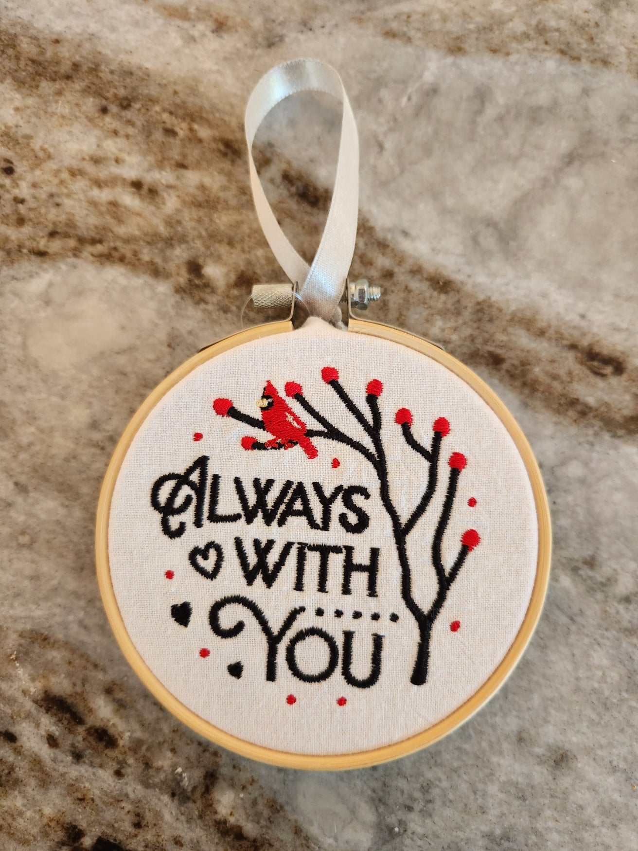 Cardinal Embroidered Ornament - Always with you