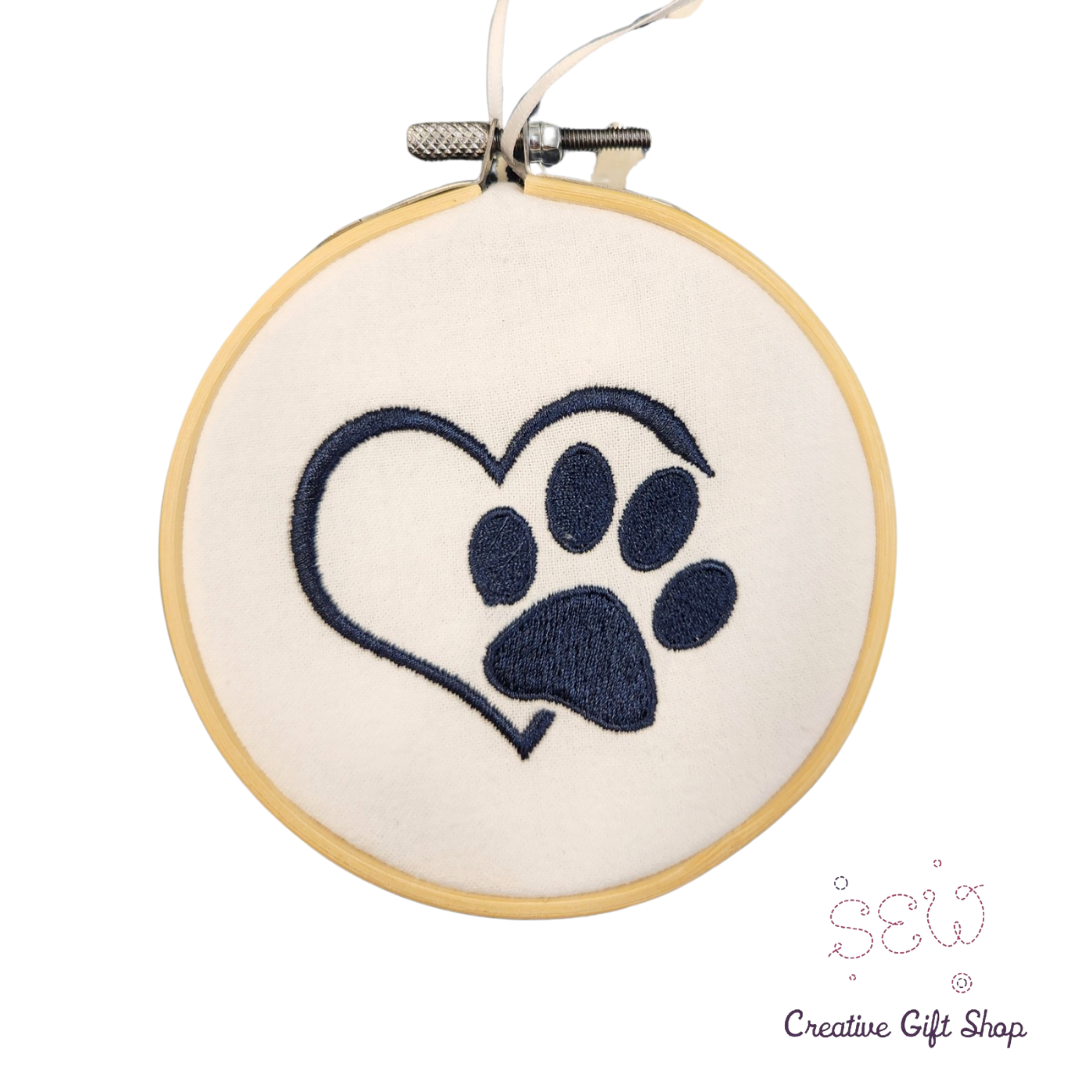 Paw Print and Heart Pet Ornament