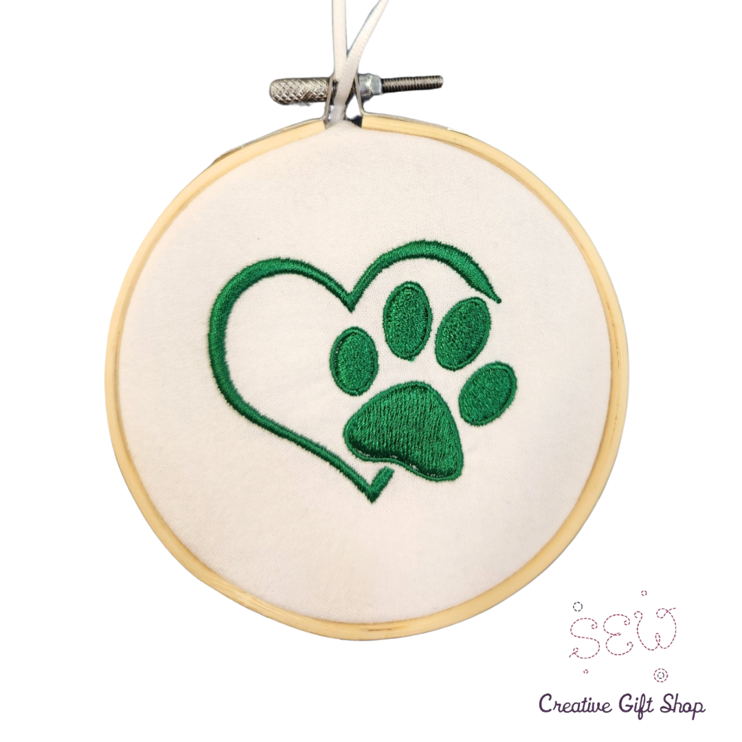 Paw Print and Heart Pet Ornament