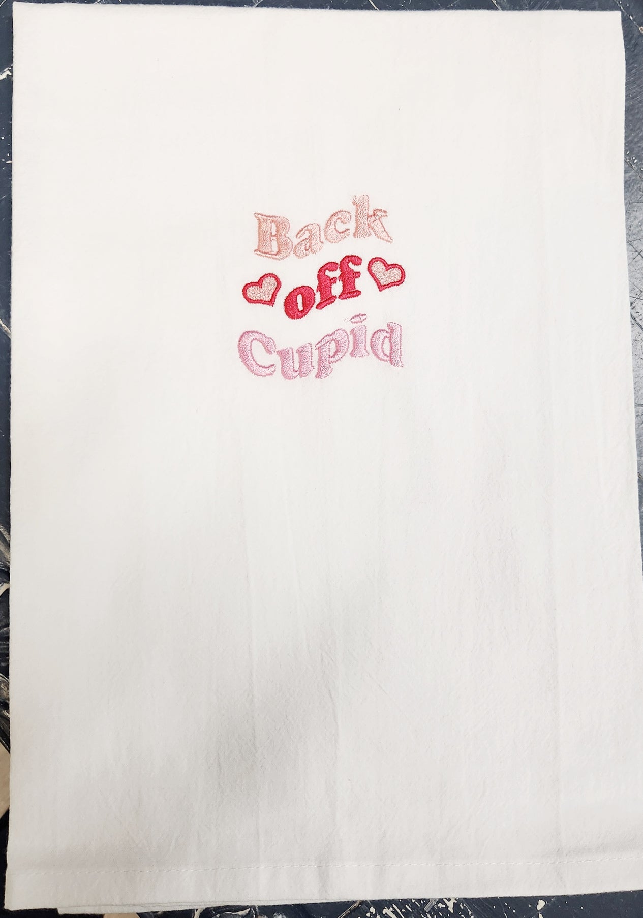 Back off Cupid Embroidered Towel