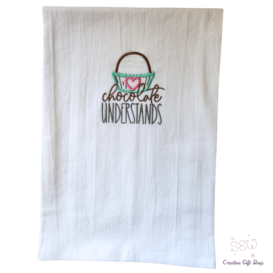 Chocolate Understands Embroidered Towel