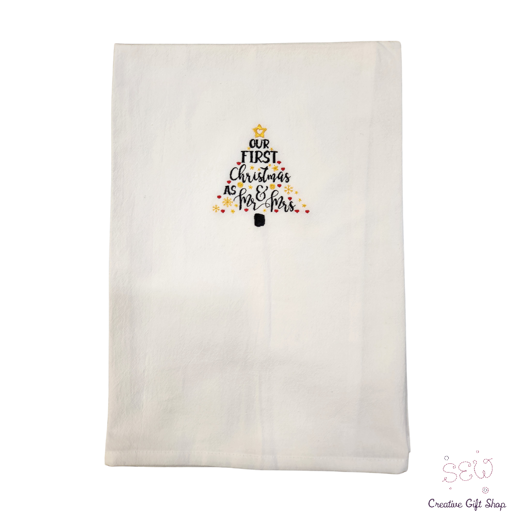 Our first Christmas as Mr. And Mrs. Embroidered Towel
