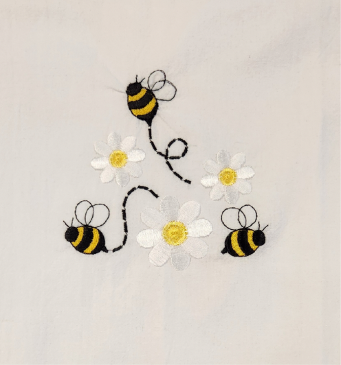 Bumblebees and Daisies Embroidered Towel