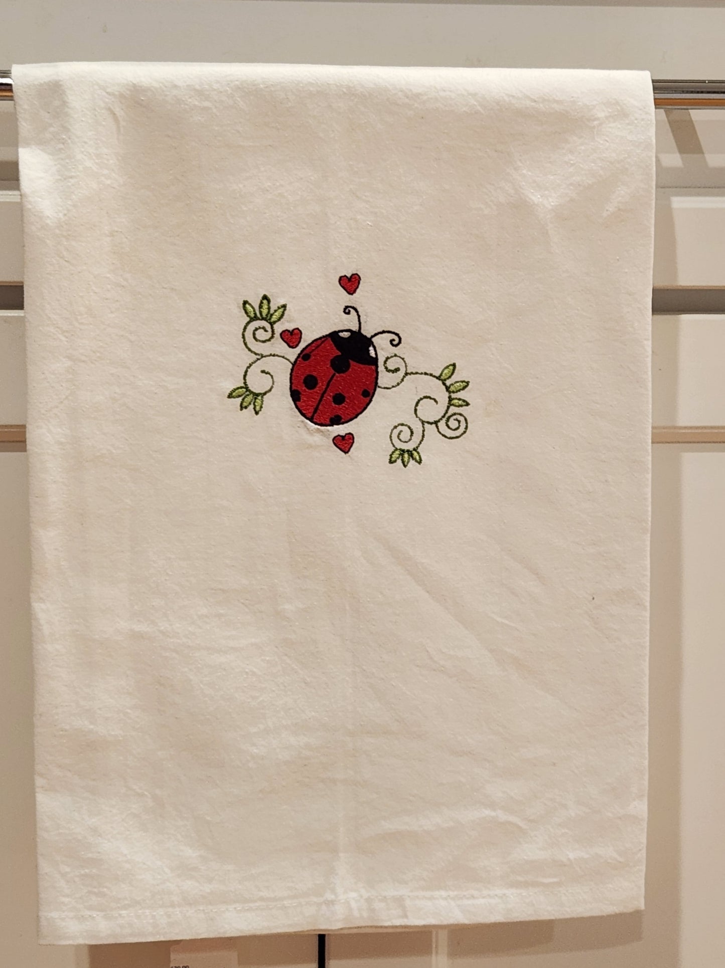 Ladybugs Embroidered Towel