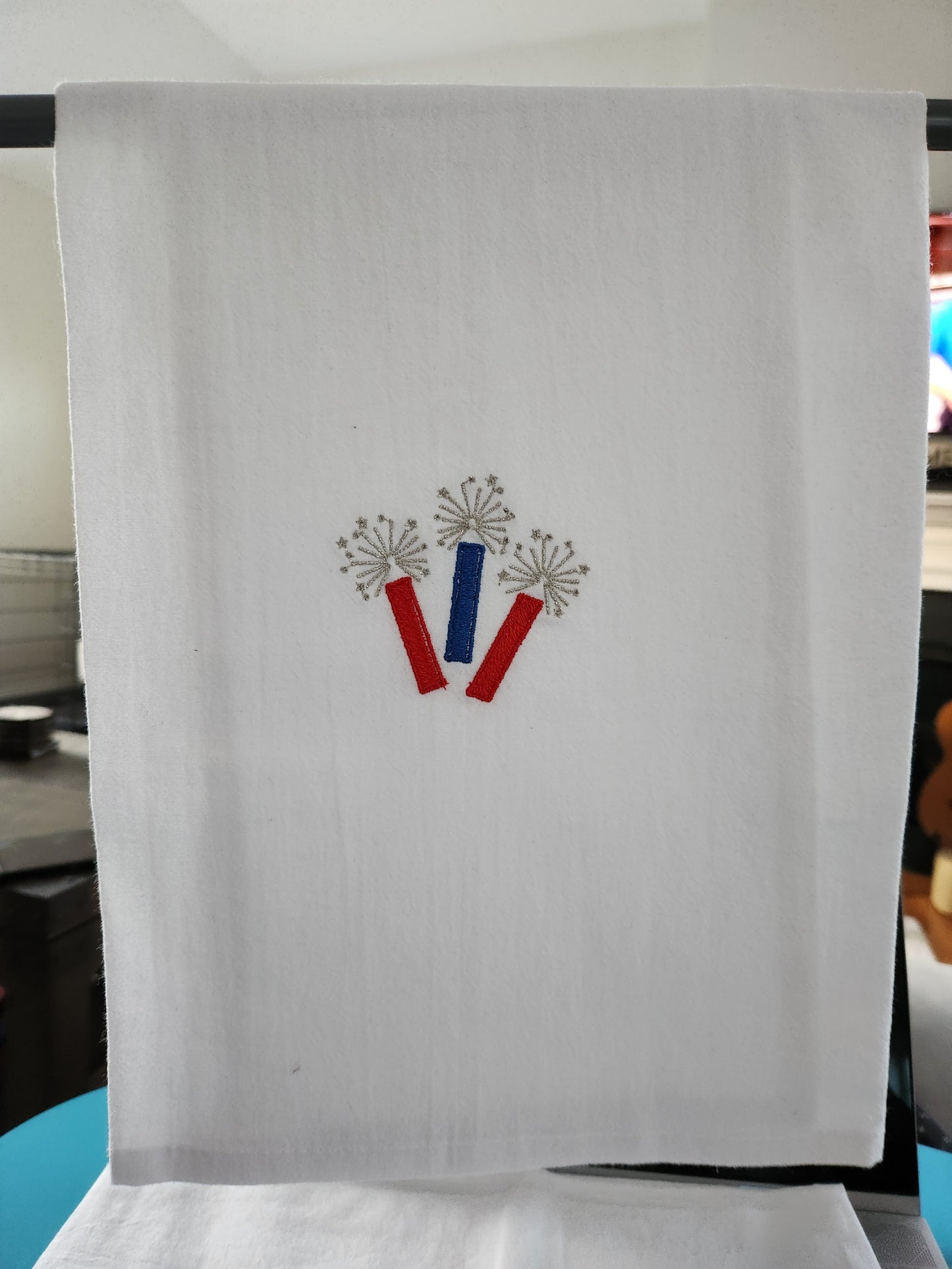 Fireworks Embroidered Towel