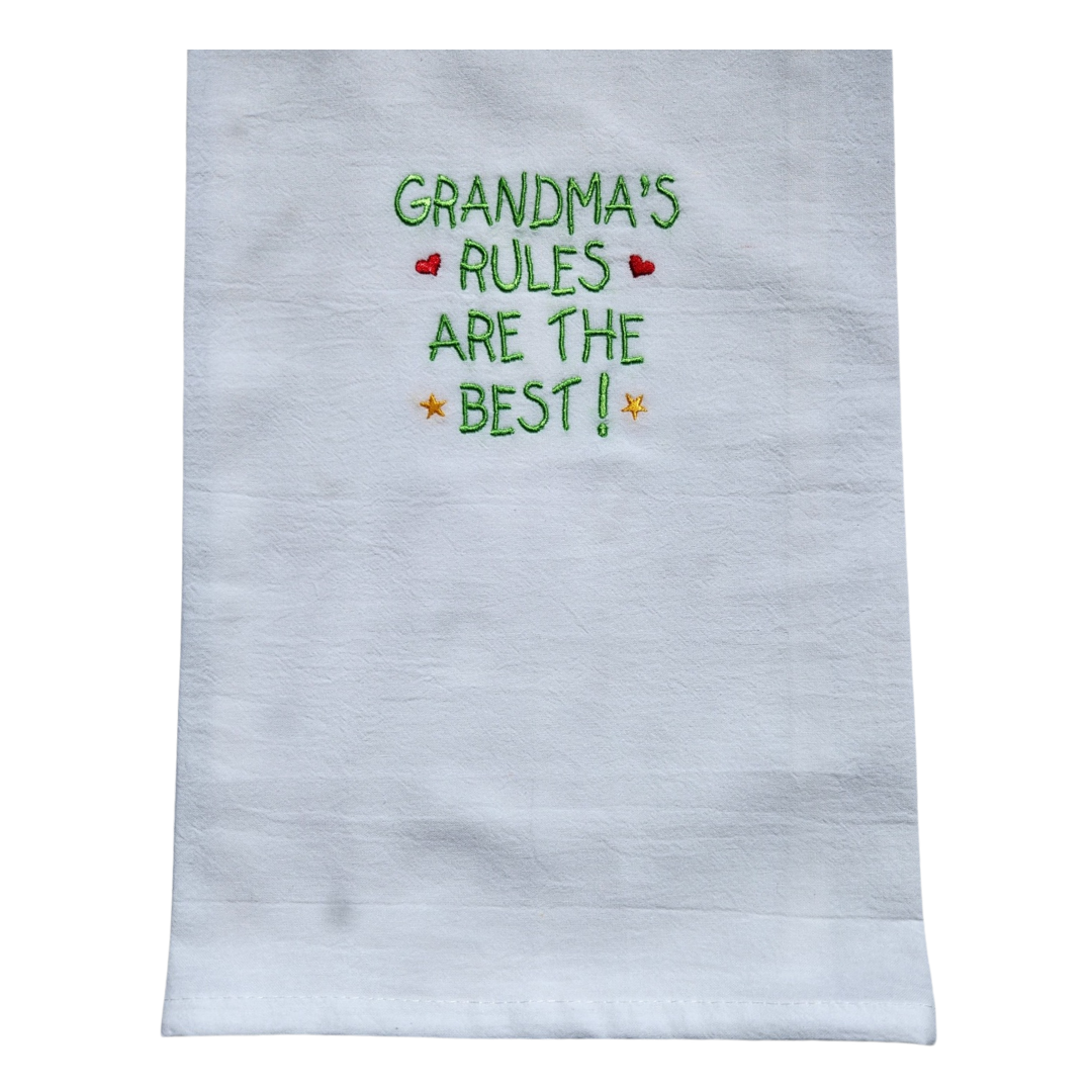 Grandma's rules are the best - Embroidered kitchen towel