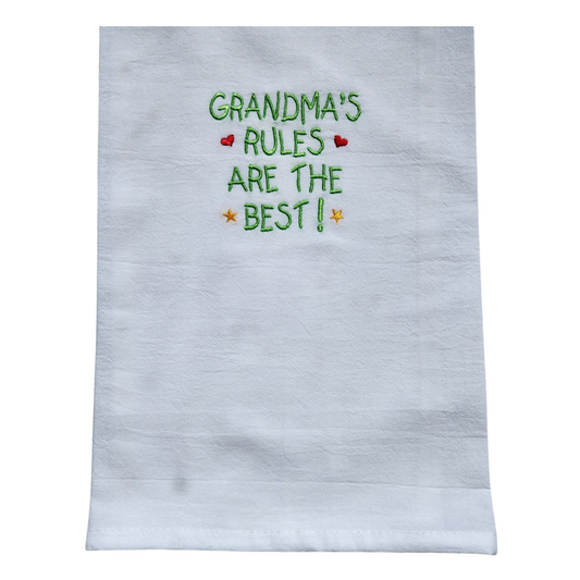 Grandma's rules are the best - Embroidered kitchen towel