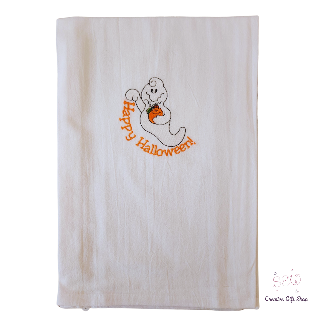 Happy Halloween ghost Embroidered Towel