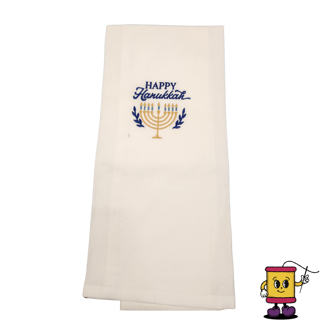Happy Hanukkah menorah Embroidered Towel