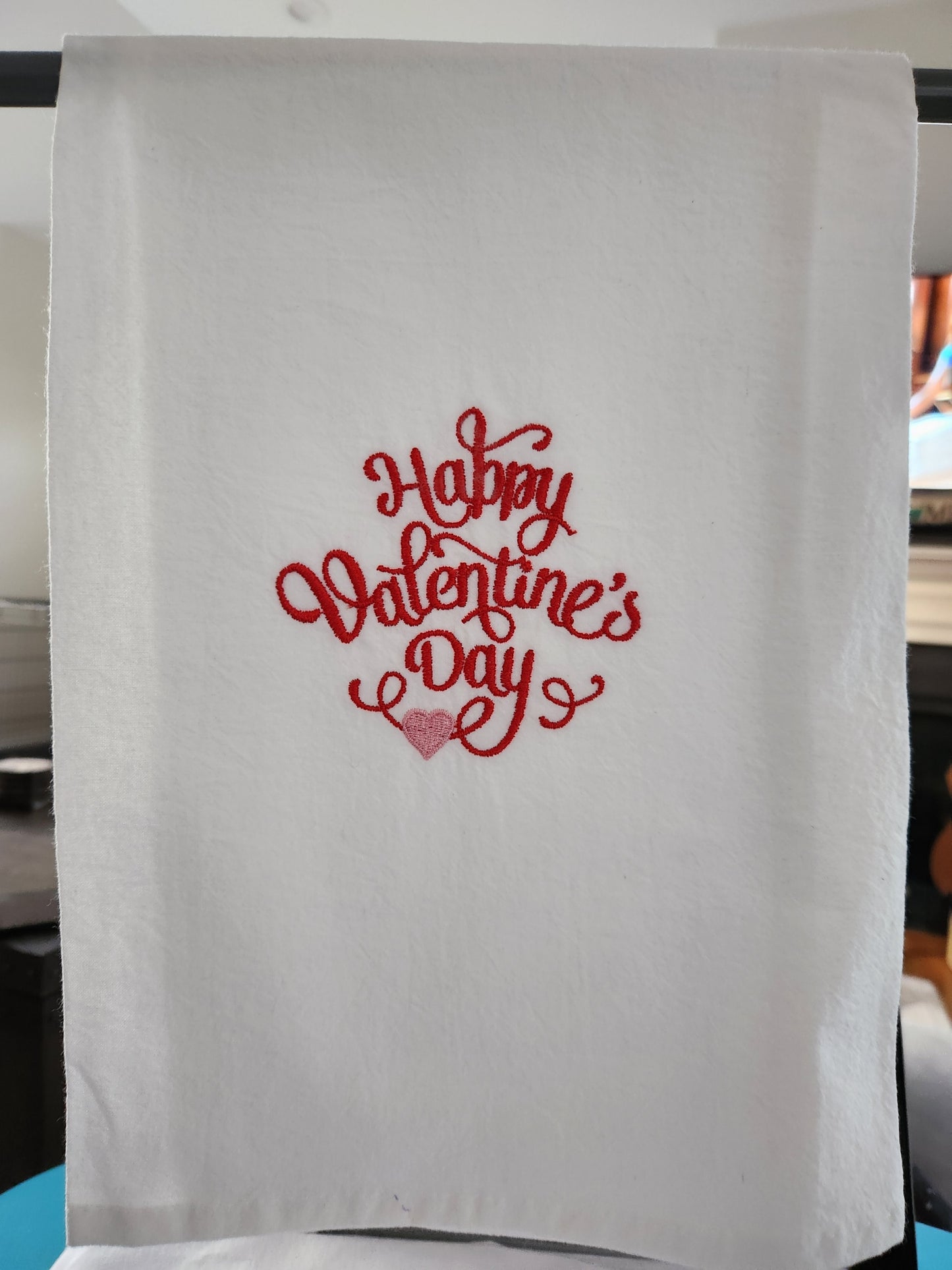 Happy Valentine's Day - red text Embroidered Towel