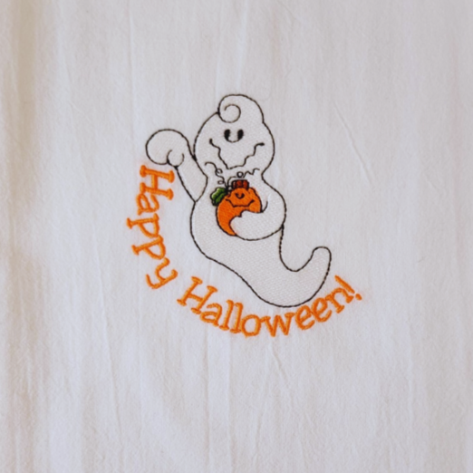 Happy Halloween ghost Embroidered Towel