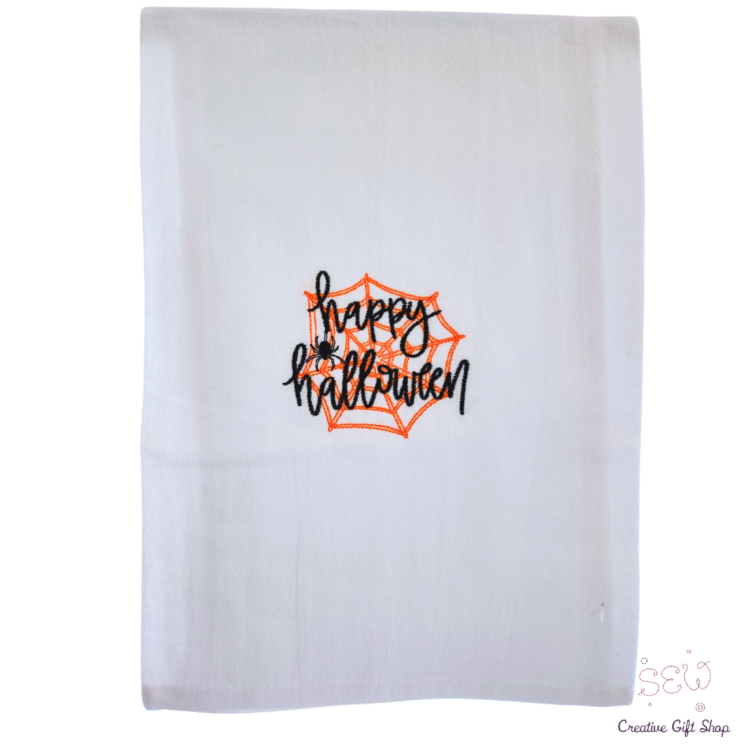 Happy Halloween spiderweb Embroidered Towel