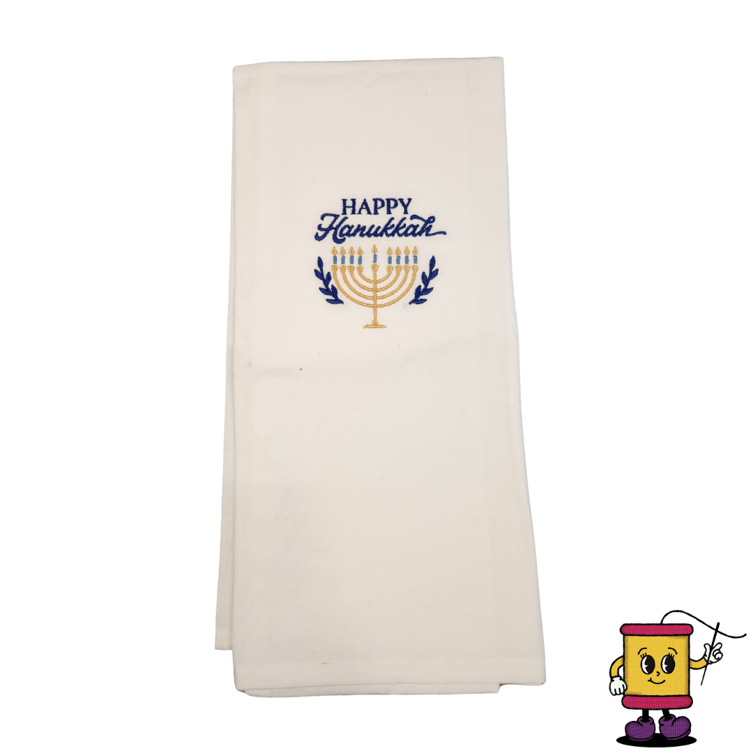 Happy Hanukkah menorah Embroidered Towel