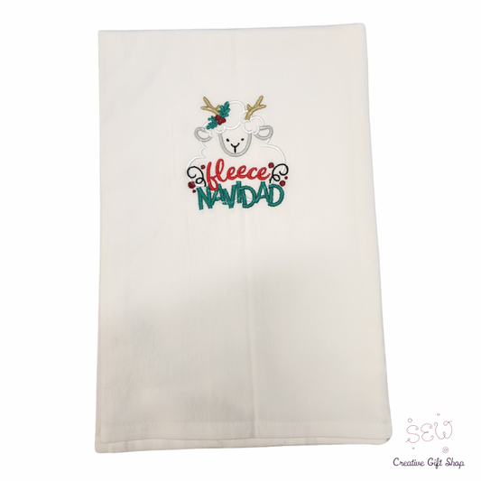 Fleece Navidad Embroidered Towel