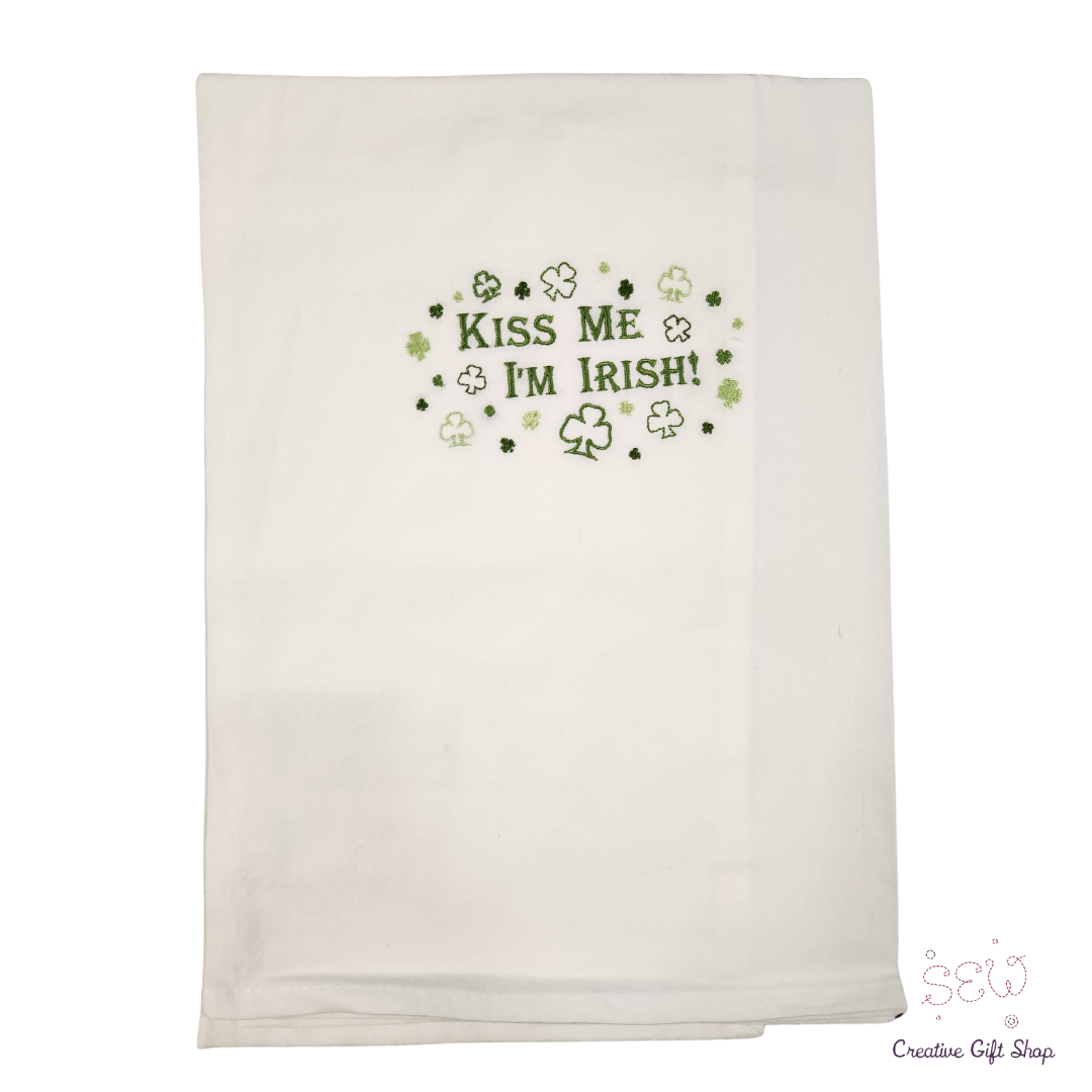 Kiss me I'm Irish Embroidered Towel