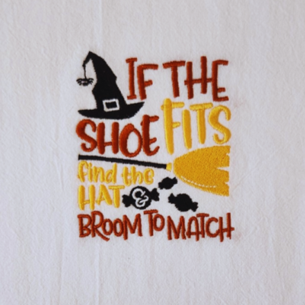 If the shoe fits, find the broom to match Embroidered Towel