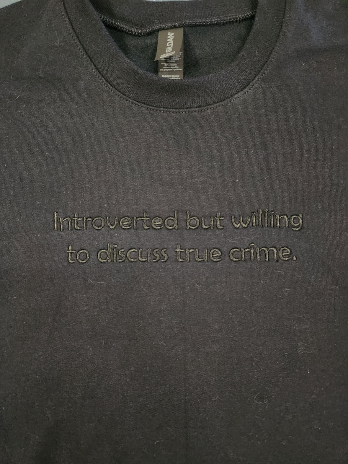 Introverted but willing to discuss ________. Customizable Adult Sweatshirt