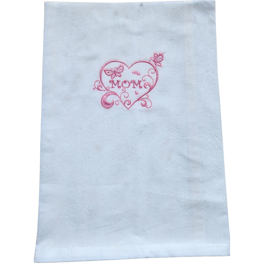 Mom heart Embroidered kitchen towel