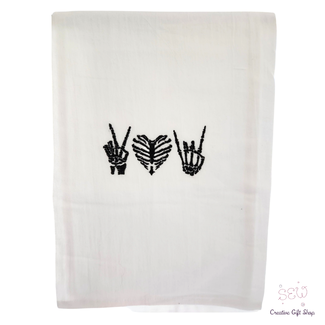 Peace love rock n roll Embroidered Towel