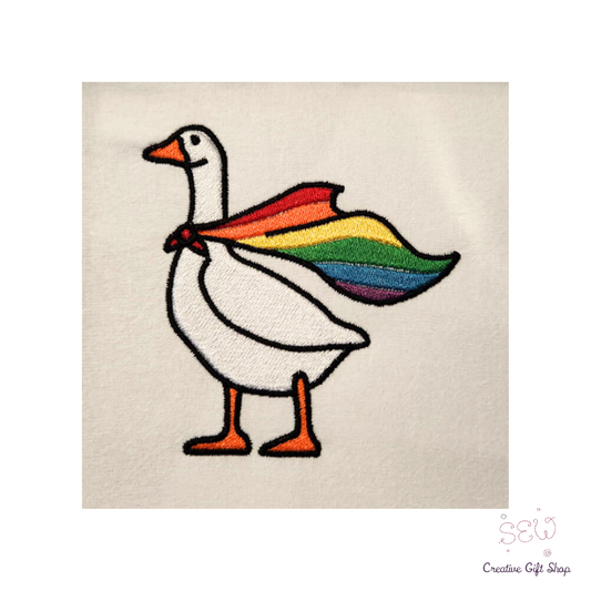 Pride Goose with Rainbow Cape Embroidered Iron-on Patch