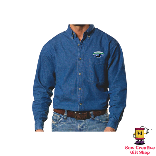 Varney Point Embroidered Long Sleeve Denim Shirt - Tall