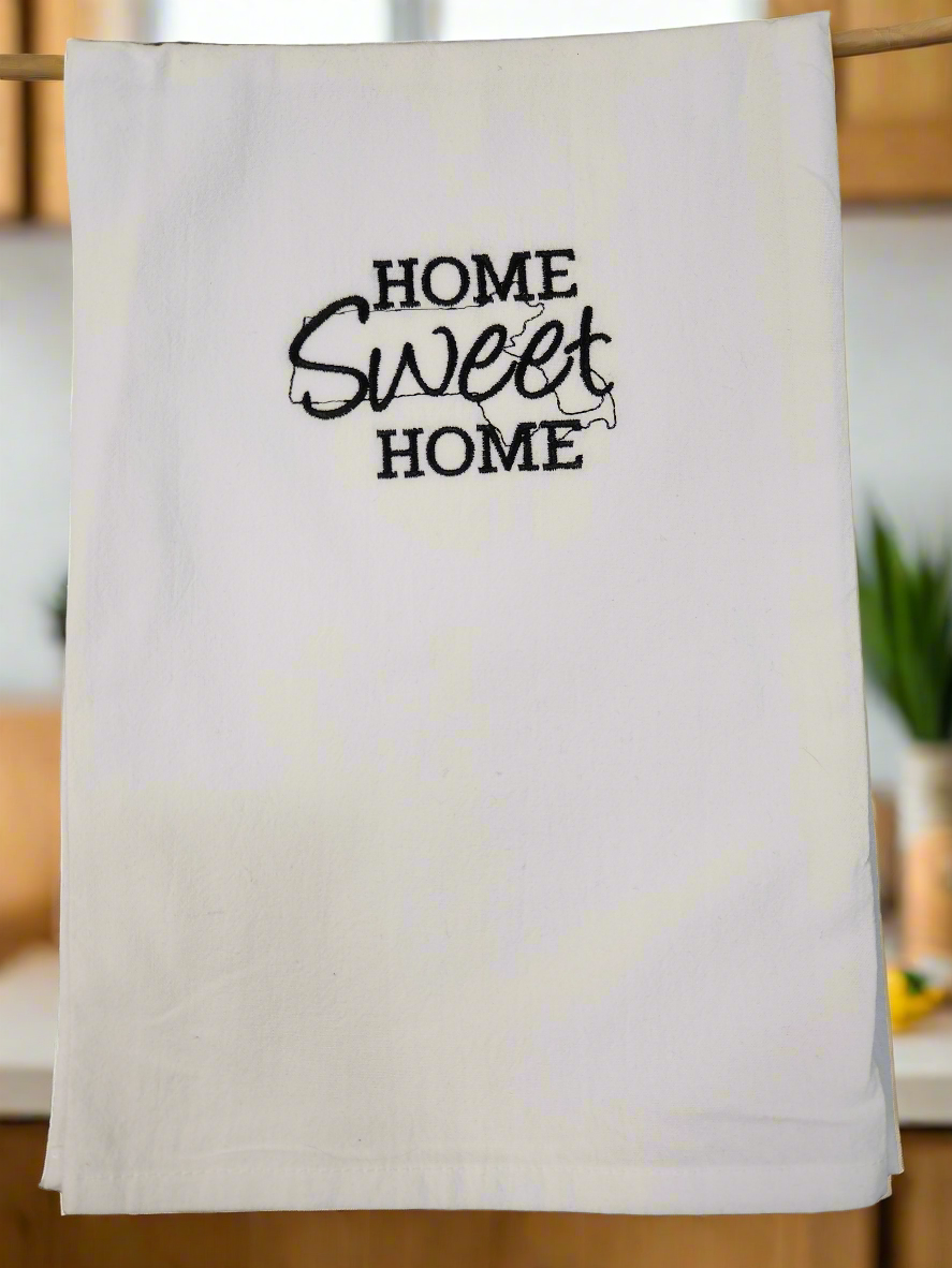 Home sweet home Massachusetts Embroidered Towel