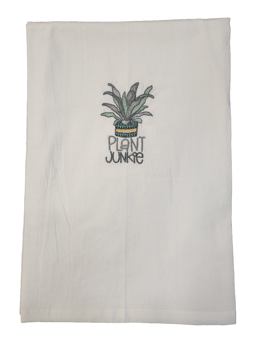 Plant Junkie Embroidered Towel