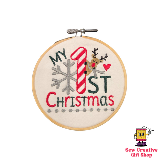 My 1st Christmas Reindeer Embroidered Ornament