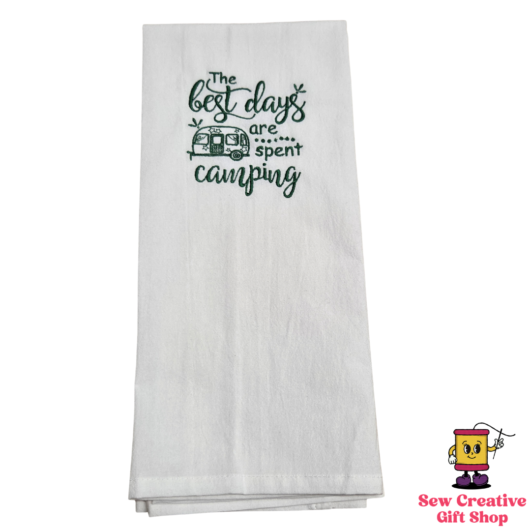 The best days are spent camping Embroidered Towel