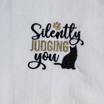 Silently judging you Embroidered Kitchen Towel