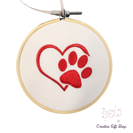 Paw Print and Heart Pet Ornament