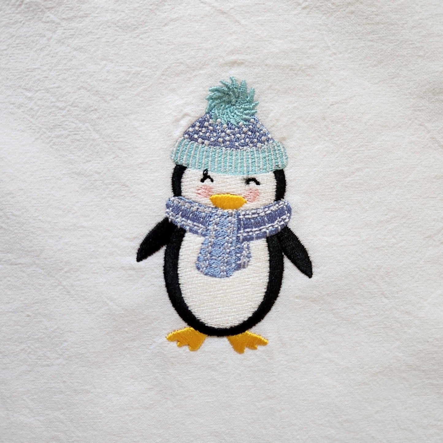 Penguin embroidered towel