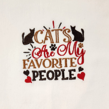 Cats are my favorite people Embroidered Towel