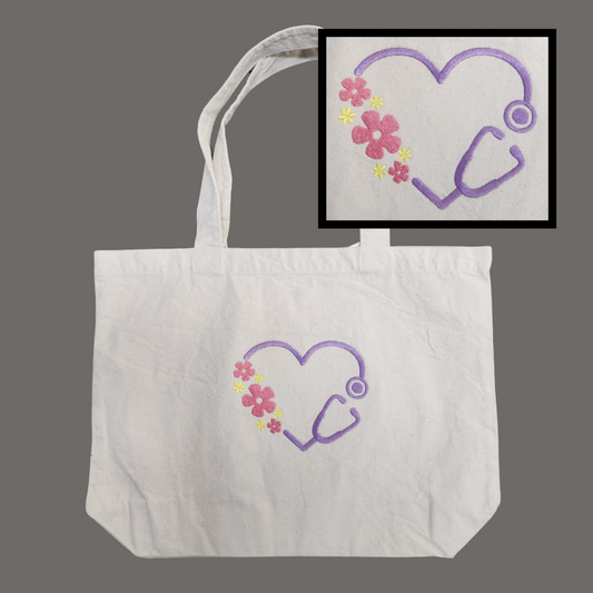 Tote Bag - Stethoscope flowers