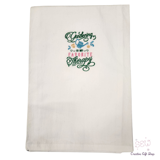 Gardening Is My Favorite Therapy Embroidered Towel