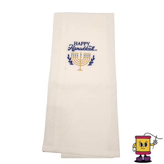Happy Hanukkah menorah Embroidered Towel
