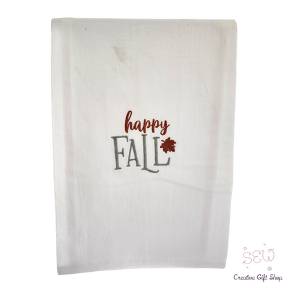 Happy fall Embroidered Towel