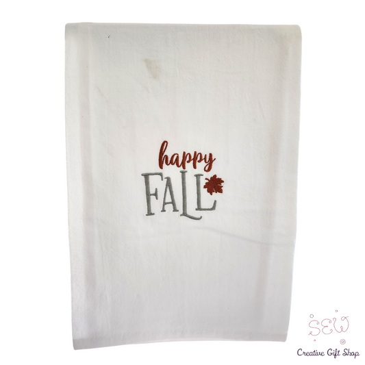 Happy fall Embroidered Towel