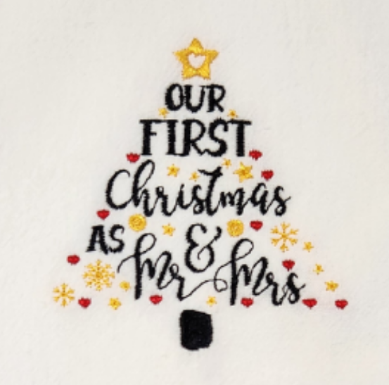 Our first Christmas as Mr. And Mrs. Embroidered Towel