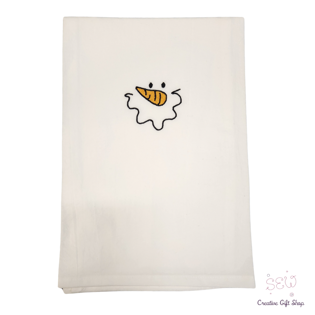 Smiling Snowman Embroidered Towel