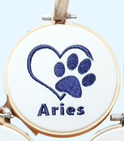 Ornaments - 4" Pet Paw and Heart Ornament- Customized