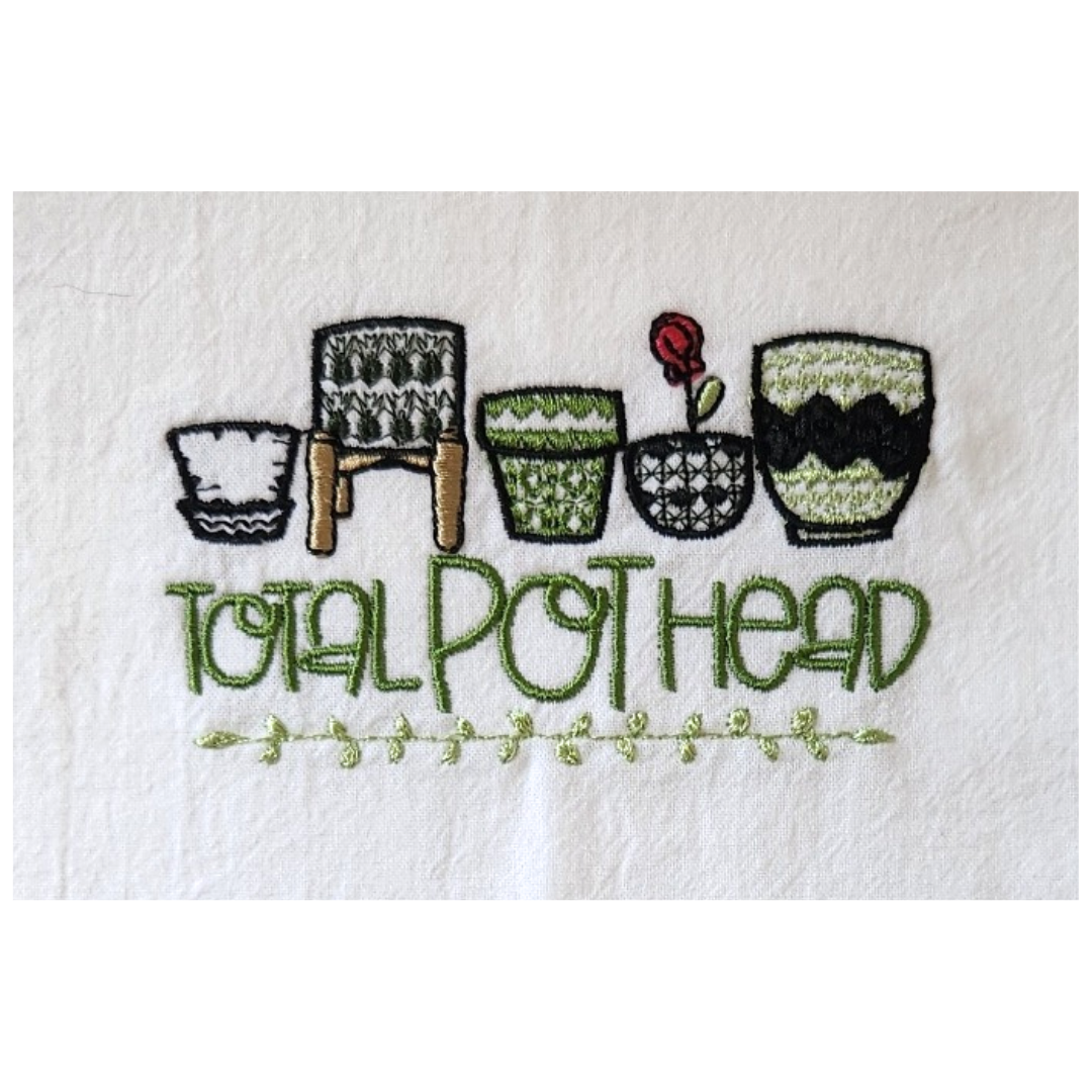 Total Pot Head Embroidered Towel