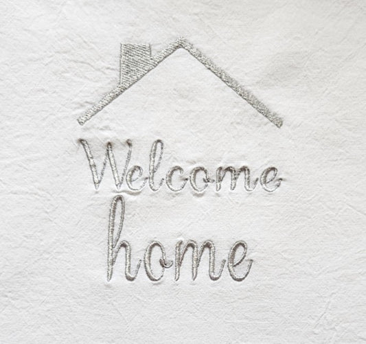 Welcome Home embroidered towel