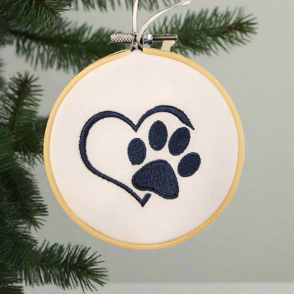 Paw Print and Heart Pet Ornament