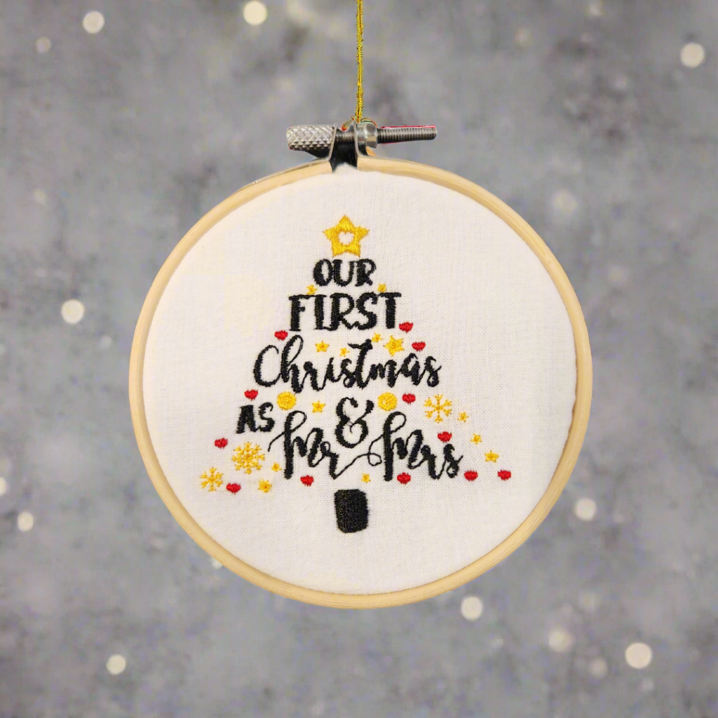 Our first Christmas as Mr. and Mrs. Embroidered Ornament