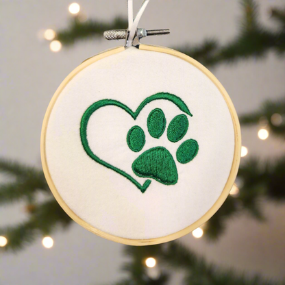 Paw Print and Heart Pet Ornament