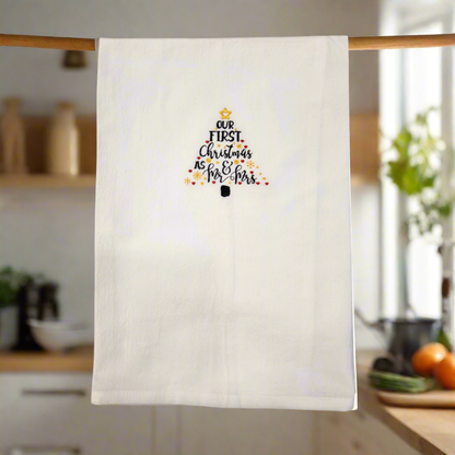 Our first Christmas as Mr. And Mrs. Embroidered Towel