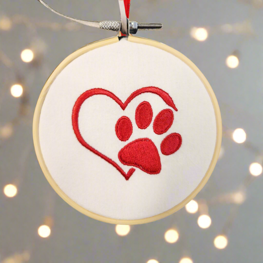 Paw Print and Heart Pet Ornament